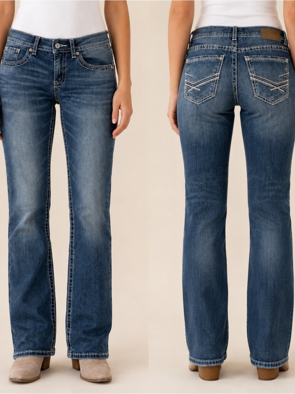 BKE Jake Women’s Straight Leg Jeans Size 29L Medium Wash Thick Stitch 29x32